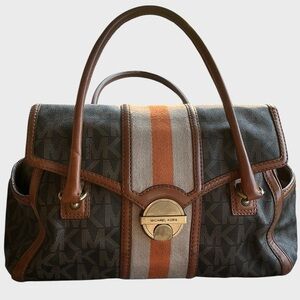 MICHAEL Michael Kors Vintage Y2K Large Signature Handbag Purse Leather Trim